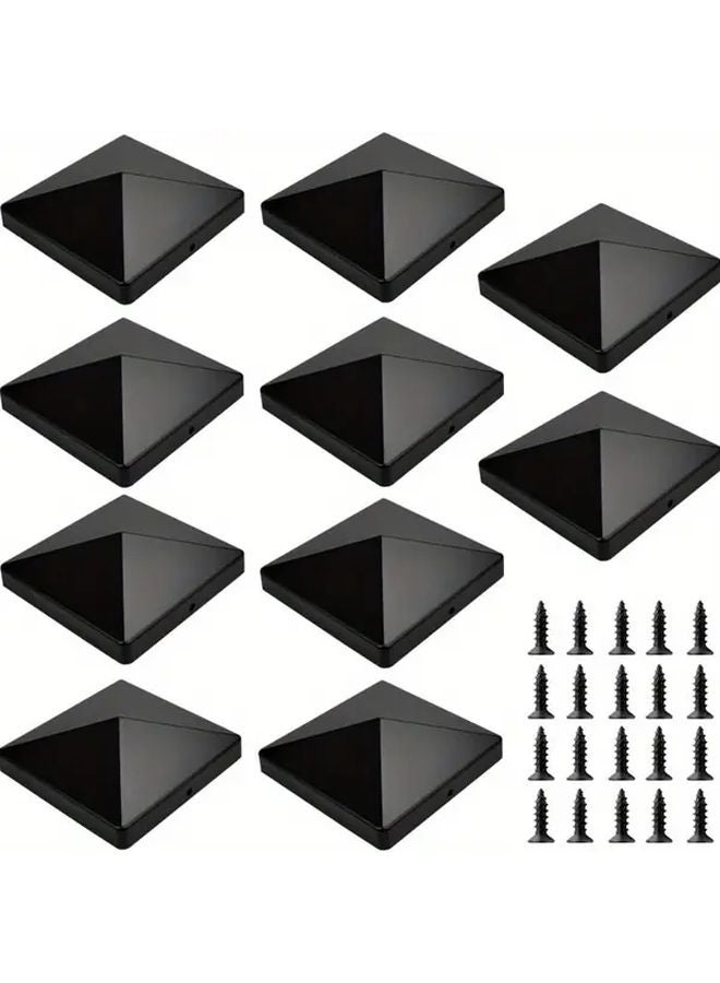 10Pcs Black Heavy Duty Plastic Fence Post Caps With Screws For 4x4 Wood Composite Posts - Image 1