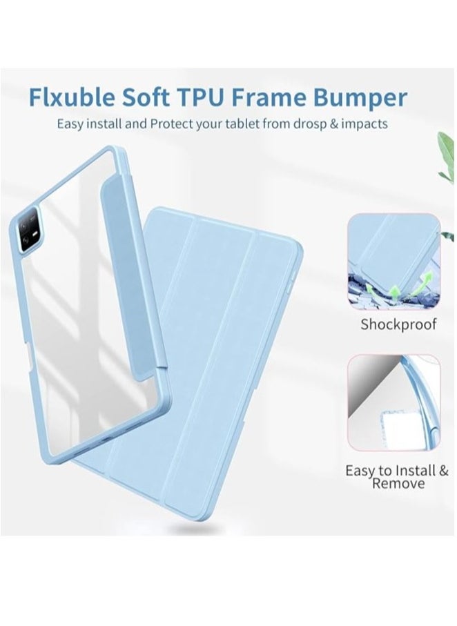 EVO Case Compatible with Xiaomi Mi Pad 6/6 Pro 11.0 Inch 2023, Slim Protective Case Cover with Pencil Holder, Auto Wake/Sleep Transparent Smart Case Tablet Cover for Xiaomi Pad 6 (Light Blue)  - Image 3