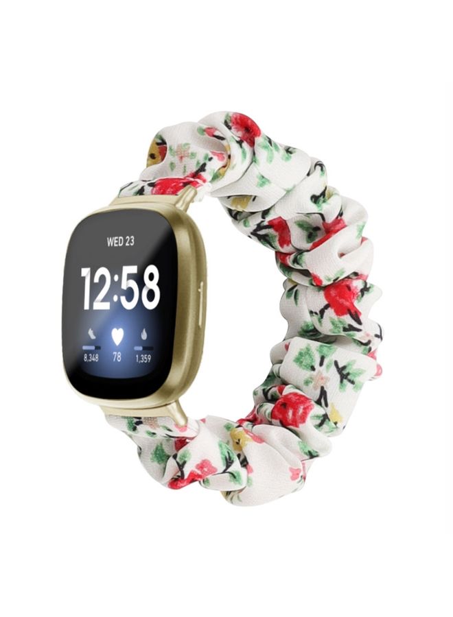 Replacement Strap For Fitbit Versa 4 / Sense 2 Universal Hair Ring Cloth Watch Band Red Floral
