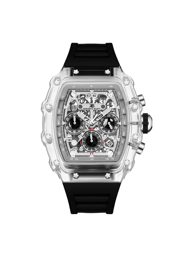 KENNETH SCOTT Men's Multi Function Display Watch With Black Silicone Strap - K25103-ZSBI