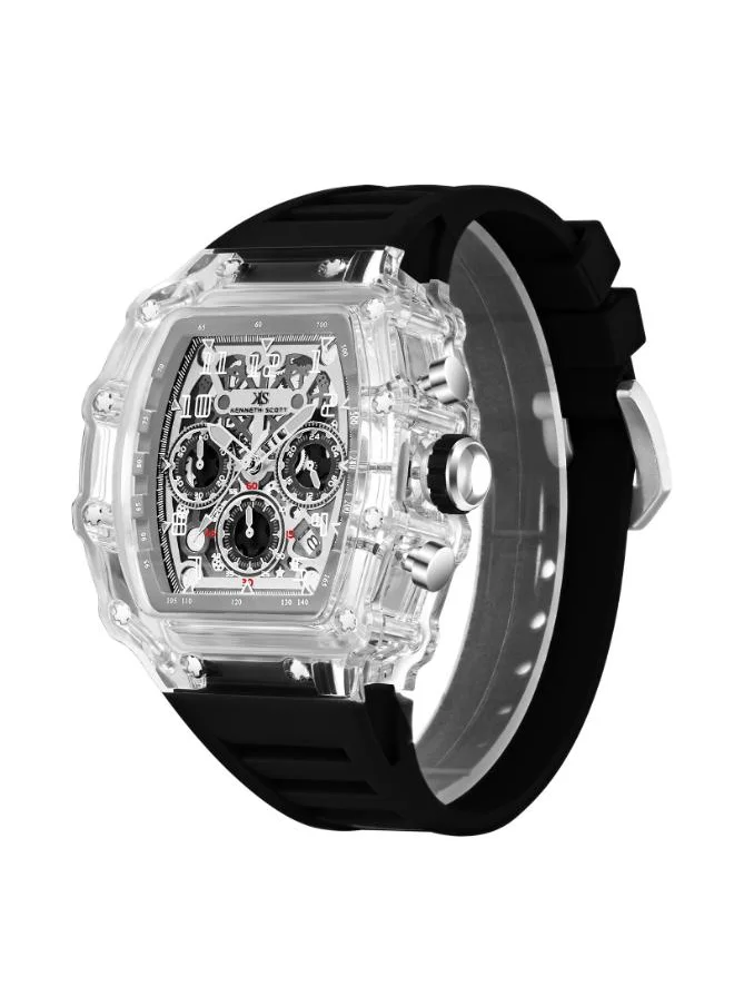 KENNETH SCOTT Men's Multi Function Display Watch With Black Silicone Strap - K25103-ZSBI