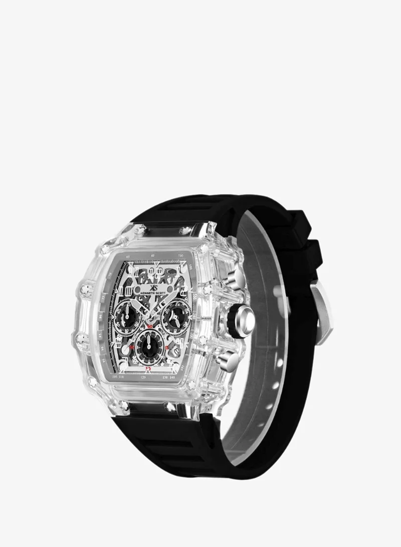 KENNETH SCOTT Men's Silicone Multi Function Watch K25103-ZSBI - 44.3X52 mm
