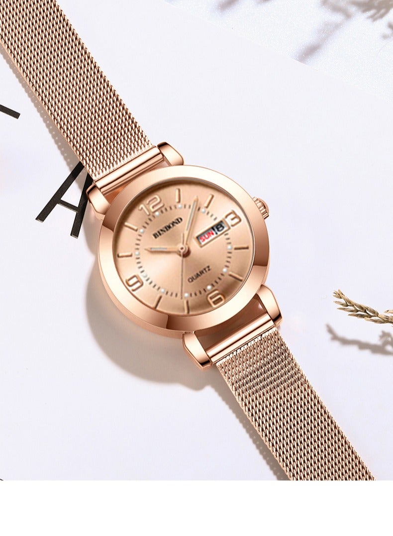 BINBOND Women's Steel Strap Quartz Watch Waterproof Elegant Watch Ladies Gifts - Image 2