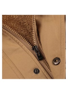 Loquat Men's Trench Cloose Standing Collar Hooded Jacket Khaki  - Image 2