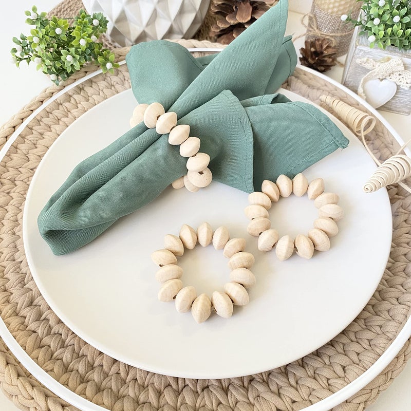 Napkin Rings Set of 6  Wooden Beads Napkin Rings  Rustic Wooden Napkin Ring Holder for Table Decoration  Handmade LEBEJUA Napkin Ring with Wood Beads  Jute Twine  Farmhouse Boho Set