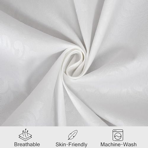 FRESH FROM LOOM Microfiber Wrinkle Resistant|Soft Skin Safe|Breathable King Size Flat Geometric Bedsheets|Hotel&Home|Double Bedsheet Set with 2 Pillow Covers(95X90 Inches White|Damas Design),144 TC - Image 3