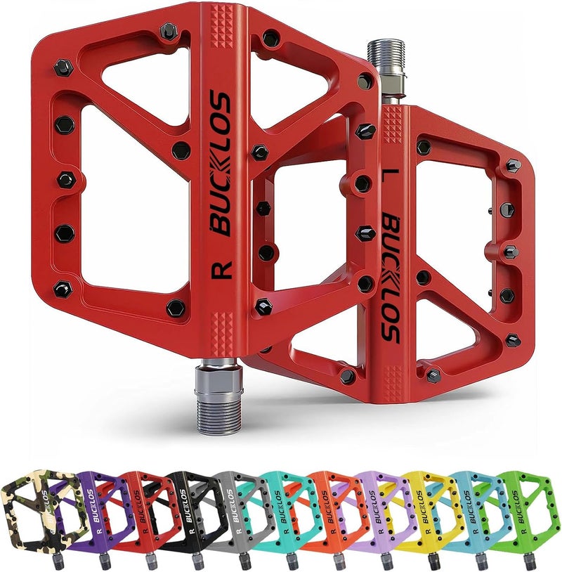 BUCKLOS Mountain Bike Pedals MTB Pedals Flat, Adult Bicycle Road Bike Large Platform Nylon Non-Slip Pedal for Gravel Bike/Hybrid Bike 9/16" - Image 1