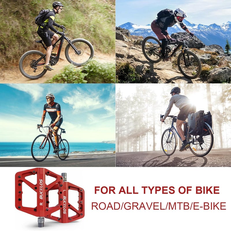 BUCKLOS Mountain Bike Pedals MTB Pedals Flat, Adult Bicycle Road Bike Large Platform Nylon Non-Slip Pedal for Gravel Bike/Hybrid Bike 9/16" - Image 5