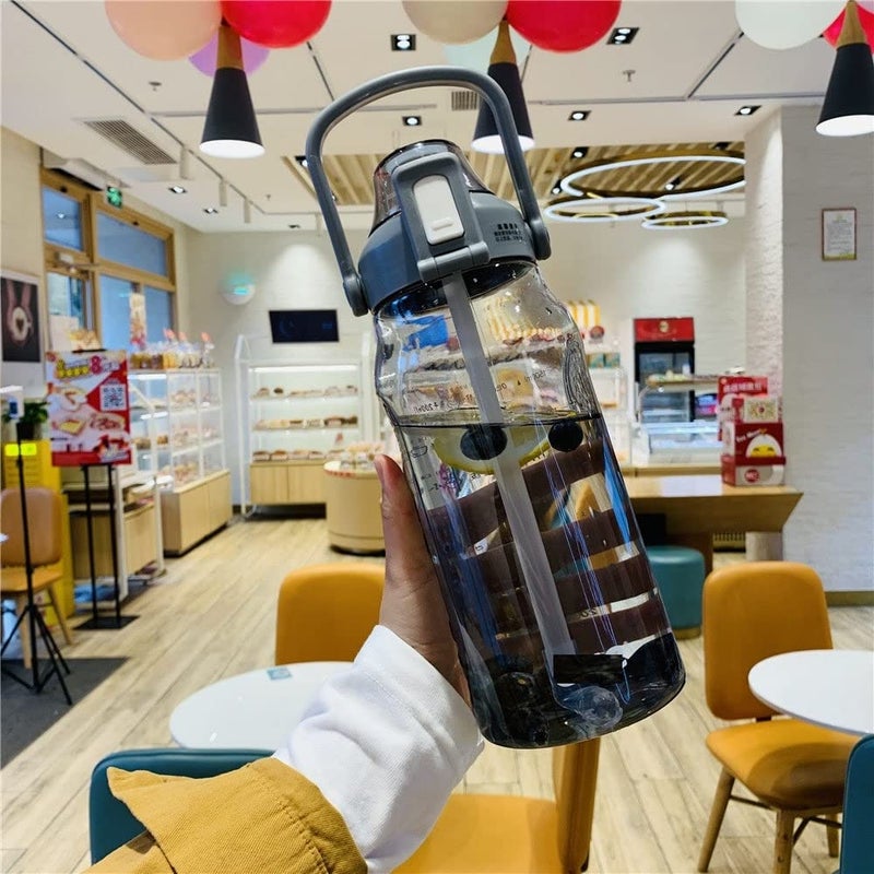 Drofail 2000 Ml Marking With Motivational Bottle BPA Free Material with Scale Portable Sports Kettle Plastic Cup Simple Water Bottle Multicolor - Image 1