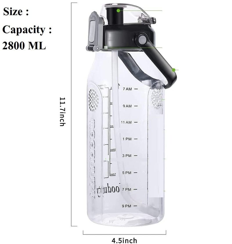 Drofail 2000 Ml Marking With Motivational Bottle BPA Free Material with Scale Portable Sports Kettle Plastic Cup Simple Water Bottle Multicolor - Image 3