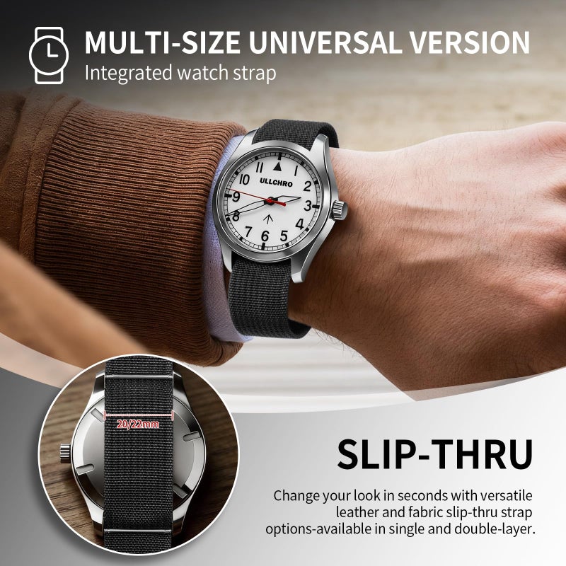 ULLCHRO Nylon Watch Strap 20mm 22mm Nylon Watch Band Replacement Single Pass Strap Breathable Military Watch Bands for Men Soft Elastic Watch Straps (20mm, Black) - Image 4