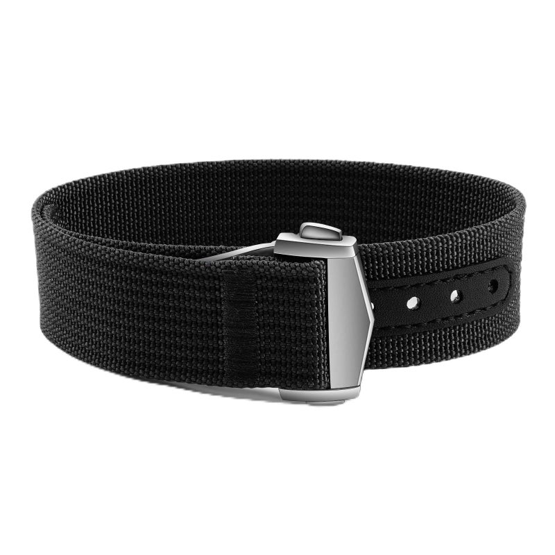 ULLCHRO Nylon Watch Strap 20mm 22mm Nylon Watch Band Replacement Single Pass Strap Breathable Military Watch Bands for Men Soft Elastic Watch Straps (20mm, Black) - Image 1