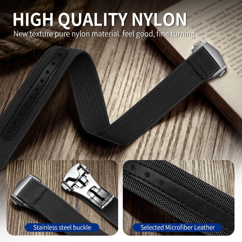 ULLCHRO Nylon Watch Strap 20mm 22mm Nylon Watch Band Replacement Single Pass Strap Breathable Military Watch Bands for Men Soft Elastic Watch Straps (20mm, Black) - Image 3