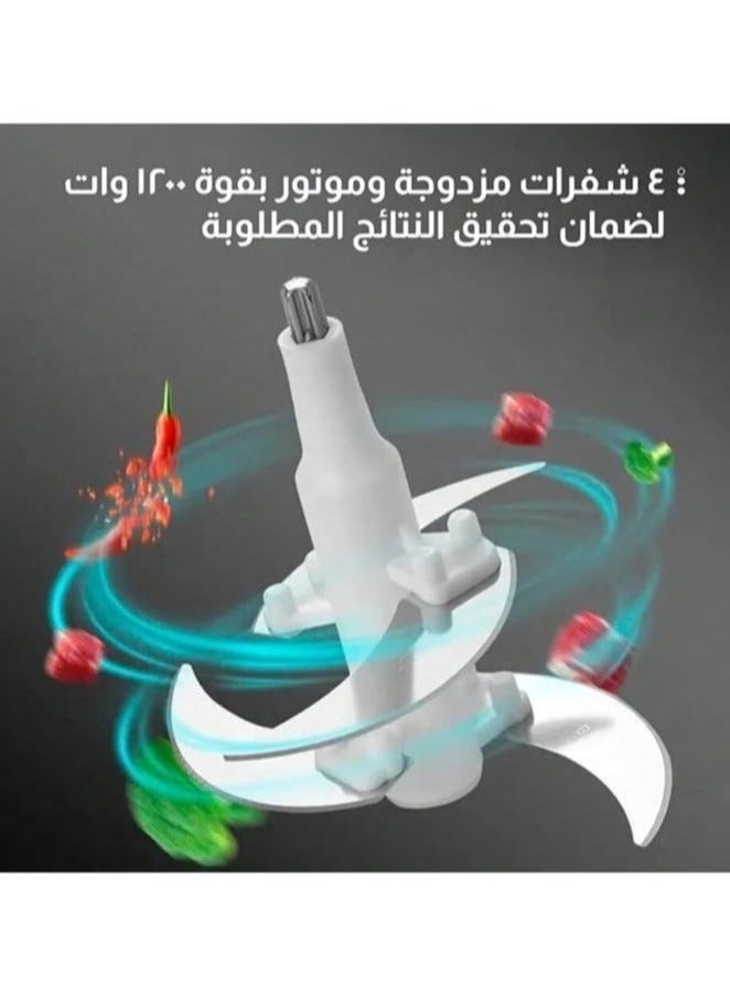 جروب تايجر كبه ومفرمه تفرم وتطحن لحمه خضروات وتواابل استانلس استيل 1000 وات 4 سلاح دورق الكبة من الفولاذ المقاوم للصدأ بسعة 3 لتر مزودة ب 3 سرعات من جروب تايجر فضي - Image 3