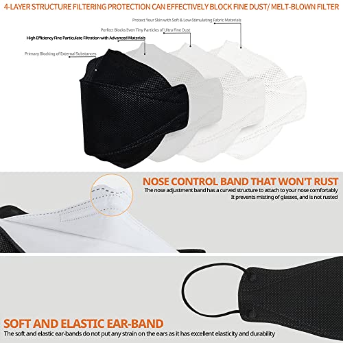 AIRAID-KF94 [Individually Wrapped] - Made in Korea, 4-Layer Filter, 3D Face Mask, Black, White, Adult and Older Teens (Black-50P) - Image 4