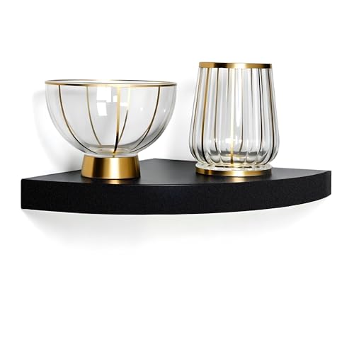 [IN]PLACE InPlace Durbale Corner Shelf - Easy to Install & Remove, Floating Corner Shelves - Wall Mounted Decorative Corner Shelf for Bouquet of Flowers or Small Lamp - 11.8"D x 11.8"W x 2"H, Espresso - 191808 - Image 1