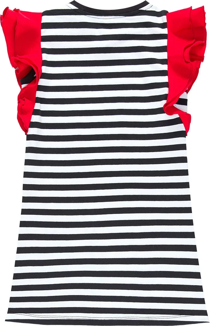Denokids Striped Ruffle Sleeve Dress