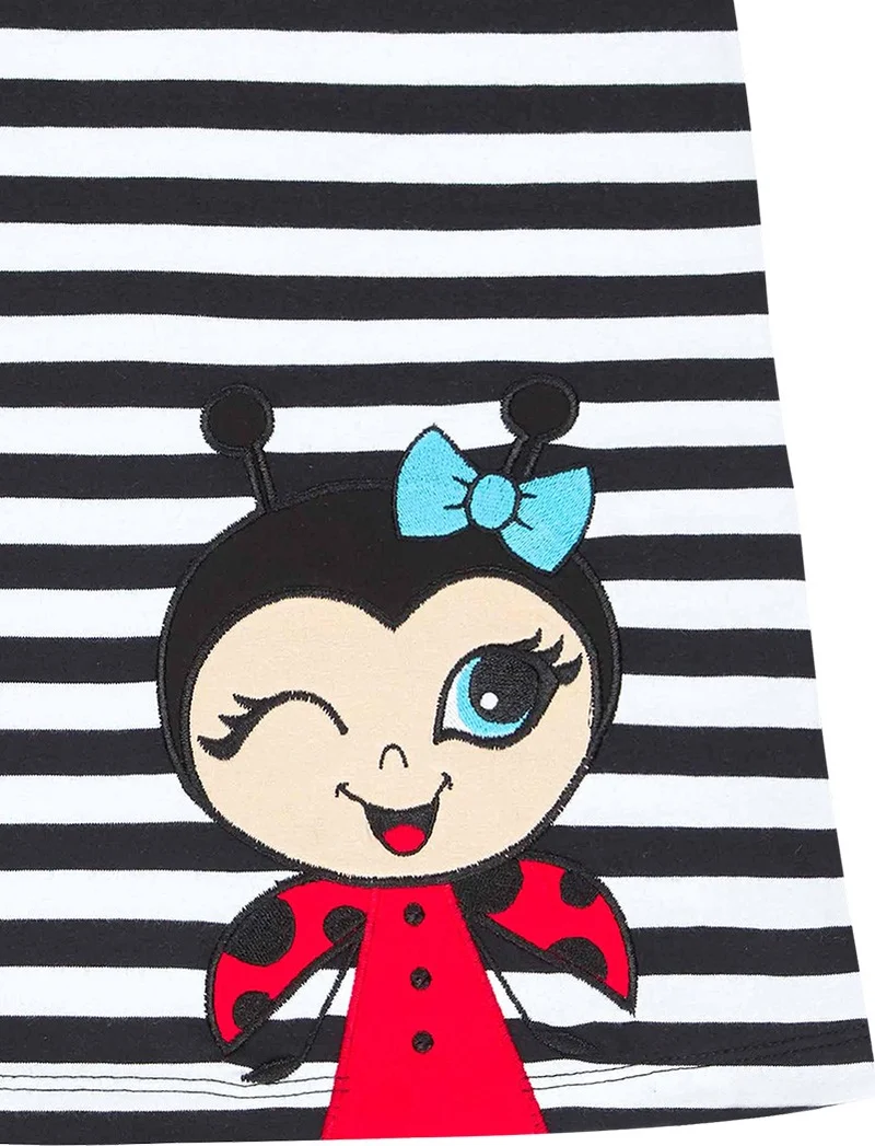 Denokids Striped Ruffle Sleeve Dress