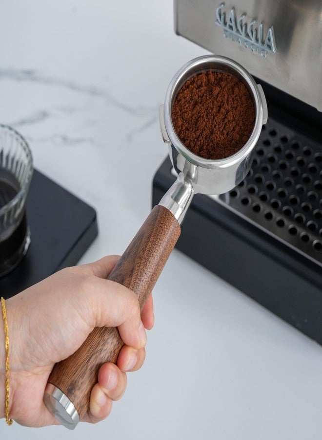 KNODOS 58mm Bottomless Portafilter For Gaggia Espresso Machines 2 Ears - Premium Walnut Handle & Double Shot Filter Basket Included - Image 3