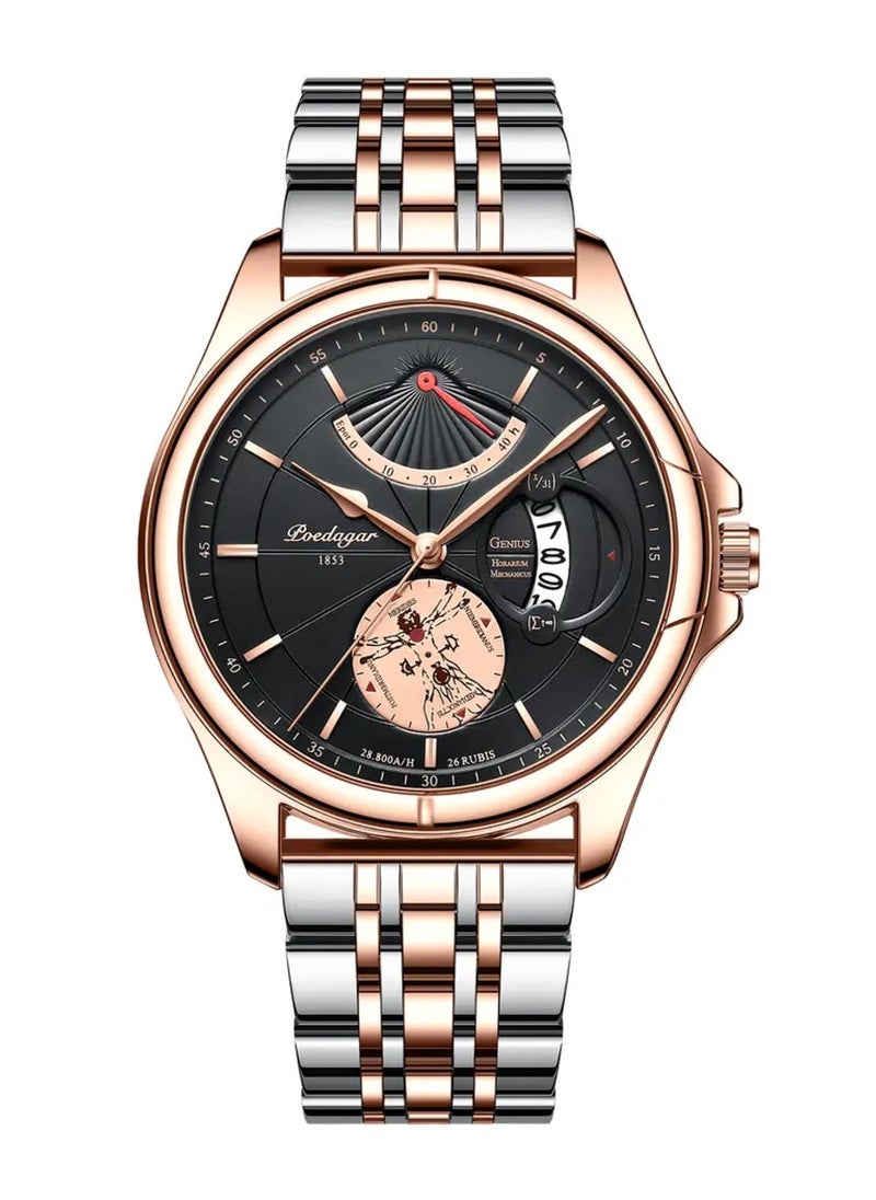 POEDAGAR Men’s Round Analog Quartz Stainless Steel watch 42mm  - Image 1