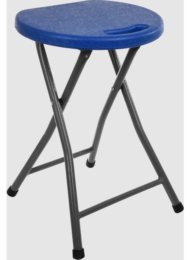 Folding Plastic Stool chair , Metal Frame, Blue