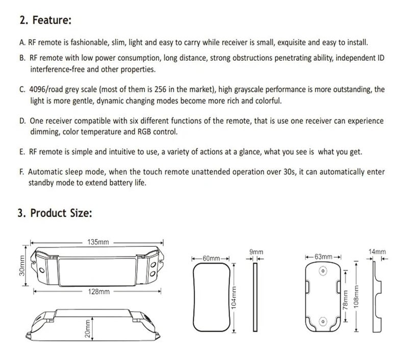 M3 3A Mini LED RGB Light Strip Controller 3 Channel Receiver Touch Remote DC12V 24V - Image 4