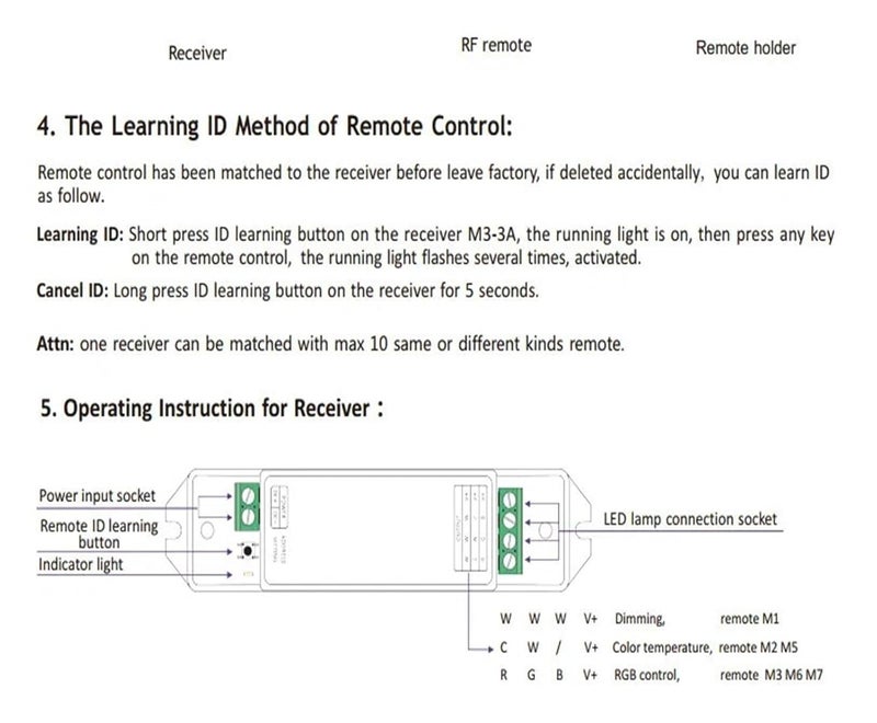 M3 3A Mini LED RGB Light Strip Controller 3 Channel Receiver Touch Remote DC12V 24V - Image 5