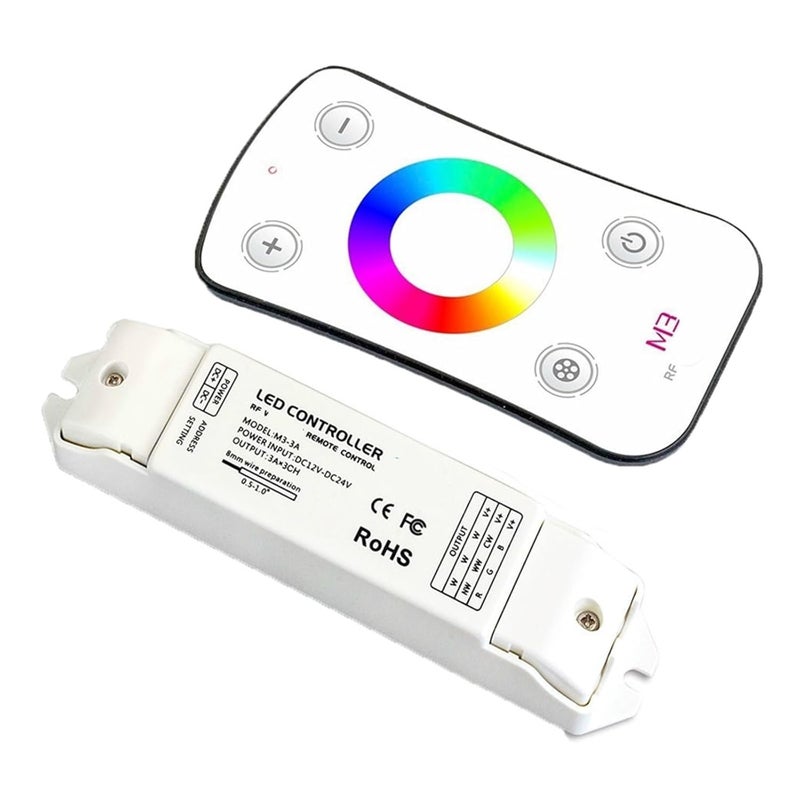 M3 3A Mini LED RGB Light Strip Controller 3 Channel Receiver Touch Remote DC12V 24V - Image 1