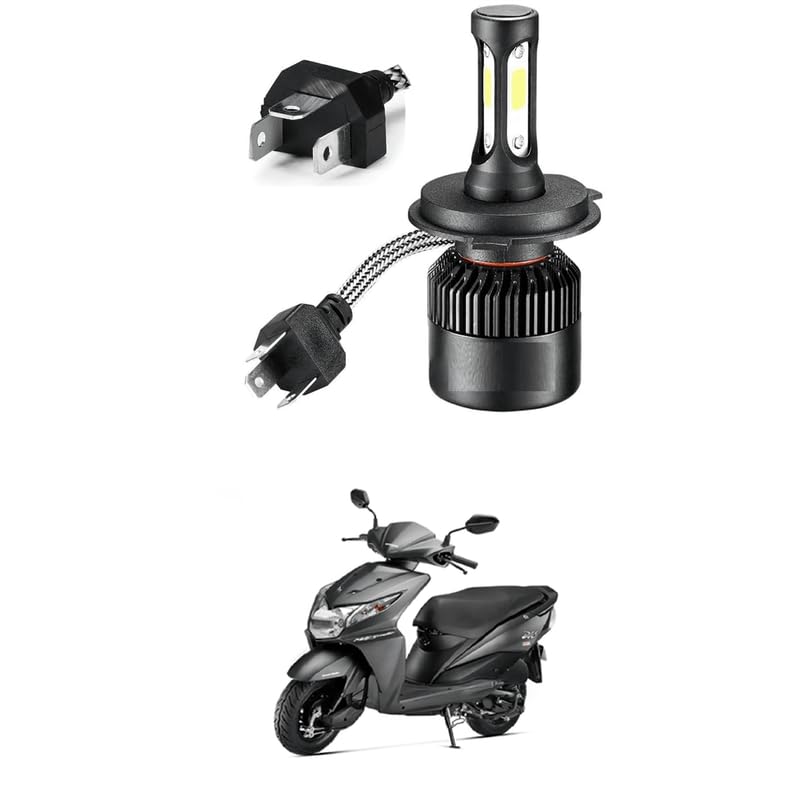 LOVMOTO Universal High Brightness 3 Side H4 LED Headlights Hi/Low Beam Bulbs 40W White Conversion Kit for Motorcycle, Bike, Scooty (Pack 1) Comfortable With D-io - Image 1
