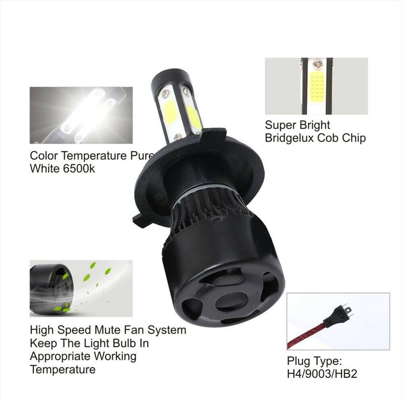 LOVMOTO Universal High Brightness 3 Side H4 LED Headlights Hi/Low Beam Bulbs 40W White Conversion Kit for Motorcycle, Bike, Scooty (Pack 1) Comfortable With D-io - Image 5