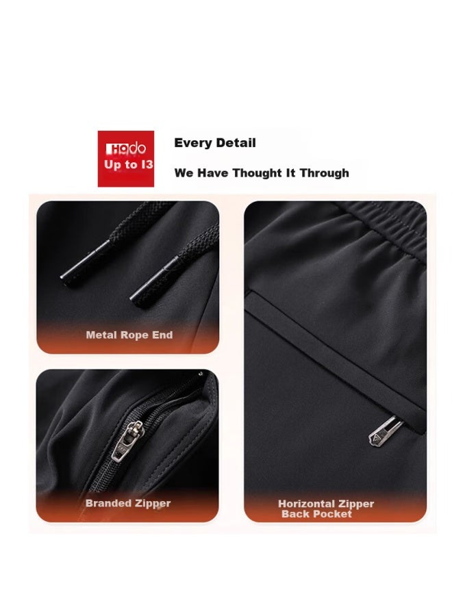 Hodo Men's Casual Pants Autumn Winter Straight Leg Elastic Waist Wrinkle-resistant Business Warm Loose Stretch Sports Pants - Image 2