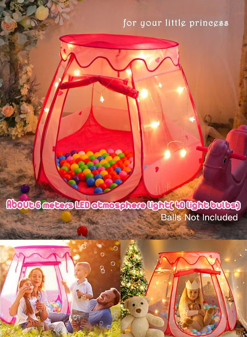 Paka Rabbit Pop Up Princess Tent , Toys for 1 2 3 Year Old Girl Birthday Gift, Ball Pit for 12-18 Months Baby Girl Toys, Toddler Girl Gift, Easy to Pop Up and Assemble(Pink) - Image 2