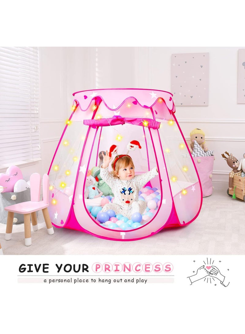 Paka Rabbit Pop Up Princess Tent , Toys for 1 2 3 Year Old Girl Birthday Gift, Ball Pit for 12-18 Months Baby Girl Toys, Toddler Girl Gift, Easy to Pop Up and Assemble(Pink) - Image 3