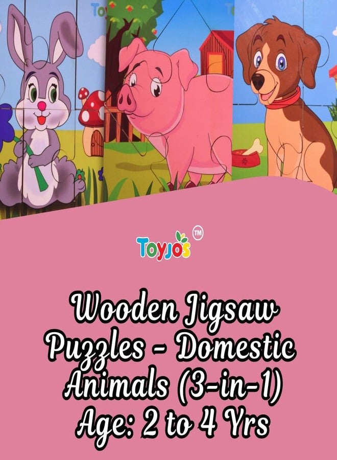 Toyjos Animal Themed Wooden Puzzle Set | 2-5 Years Children Educational Jigsaw Puzzle Toy | Early Learning Cognitive Skill Development Jigsaw Game Toys Birthday Gift for Boys, Girls (Set of 3, 20 Pcs) - Image 4