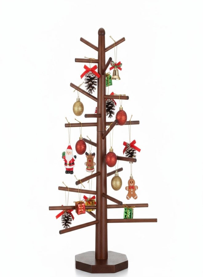 Leinuosen Wood Christmas Tree Ornament Display for Tables 27.5'' Ornament Tree Display Stand with Arms Artificial Trees Tabletop Centerpieces for Home Xmas Wedding Holiday Party Decoration - Image 1