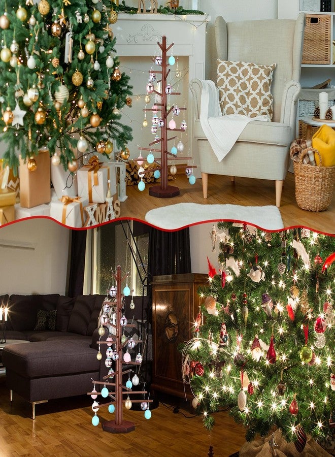 Leinuosen Wood Christmas Tree Ornament Display for Tables 27.5'' Ornament Tree Display Stand with Arms Artificial Trees Tabletop Centerpieces for Home Xmas Wedding Holiday Party Decoration - Image 5