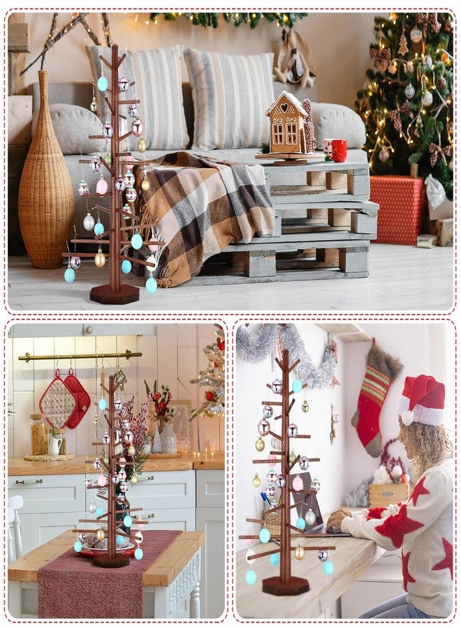 Leinuosen Wood Christmas Tree Ornament Display for Tables 27.5'' Ornament Tree Display Stand with Arms Artificial Trees Tabletop Centerpieces for Home Xmas Wedding Holiday Party Decoration - Image 4