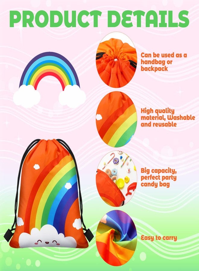 فيرايكل مجموعة فيرايكل من 24 كيس هدايا لحفلات أعياد الميلاد بألوان قوس قزح، أكياس برباط، حقائب هدايا، زينة ملونة لحفلات أعياد ميلاد البنات والأطفال - Image 4