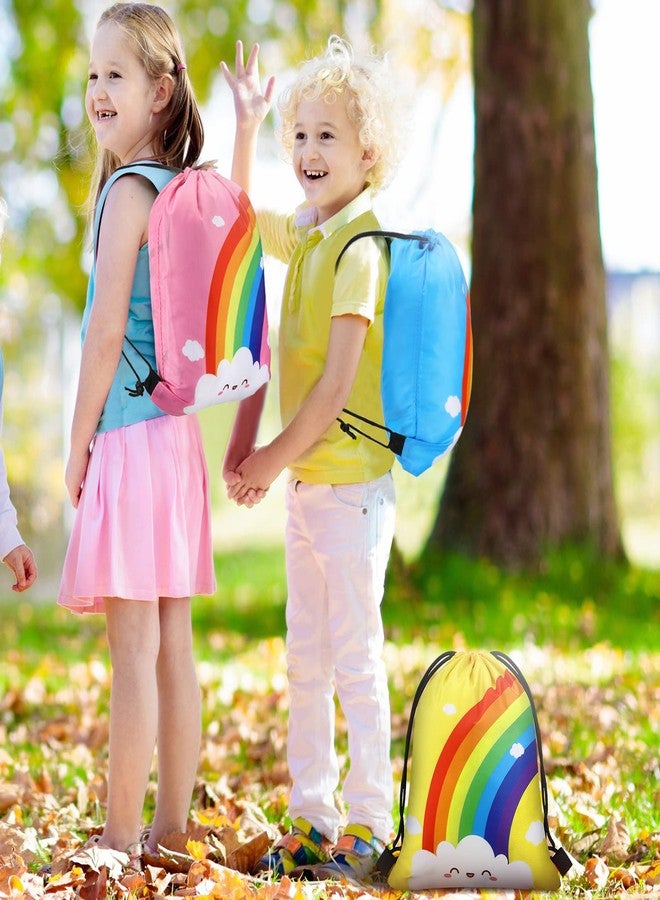 فيرايكل مجموعة فيرايكل من 24 كيس هدايا لحفلات أعياد الميلاد بألوان قوس قزح، أكياس برباط، حقائب هدايا، زينة ملونة لحفلات أعياد ميلاد البنات والأطفال - Image 5