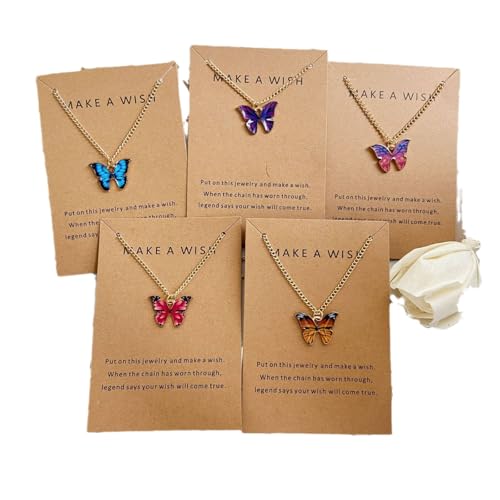 MEENAZ Fashion 5 pcs Butterfly Pendant Necklace Set for Women for Girls Combo chains for women stylish/Gold Locket Jewellery Set for Women Alloy jewelry |Valentine Gifts Girlfriend western-98 - Image 5