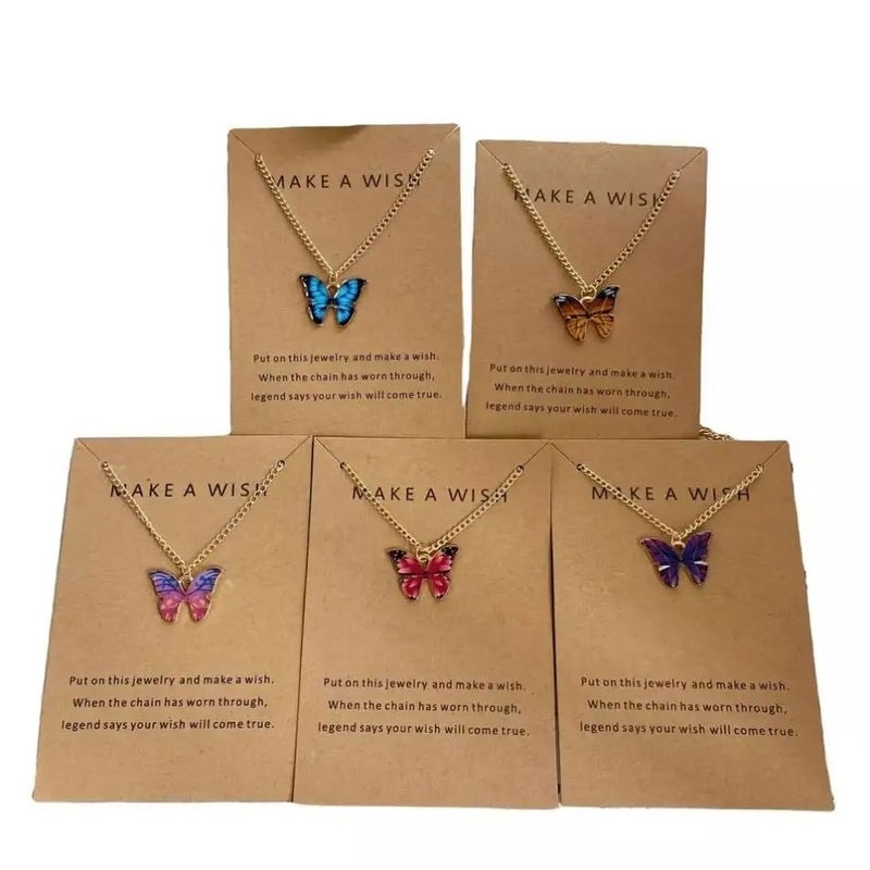 MEENAZ Fashion 5 pcs Butterfly Pendant Necklace Set for Women for Girls Combo chains for women stylish/Gold Locket Jewellery Set for Women Alloy jewelry |Valentine Gifts Girlfriend western-98 - Image 1