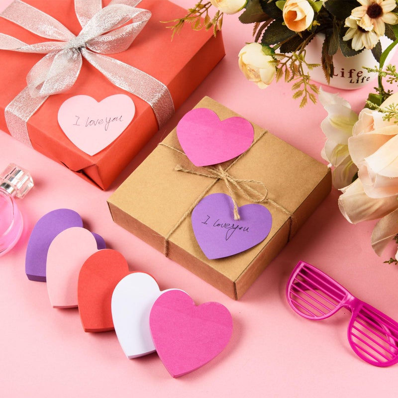 FOBSME 1500 Sheets Heart Shaped Sticky Notes 3x3 Inch Assorted Color Sticky Notes Cute Sticky Memo Pads Self Stick Note Pads for Office School Business Valentine Supplies, Removable and Easy to Post - Image 5