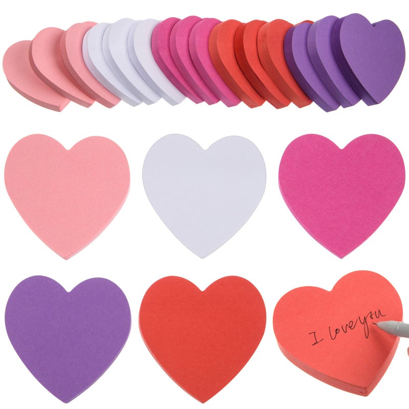 FOBSME 1500 Sheets Heart Shaped Sticky Notes 3x3 Inch Assorted Color Sticky Notes Cute Sticky Memo Pads Self Stick Note Pads for Office School Business Valentine Supplies, Removable and Easy to Post - Image 1