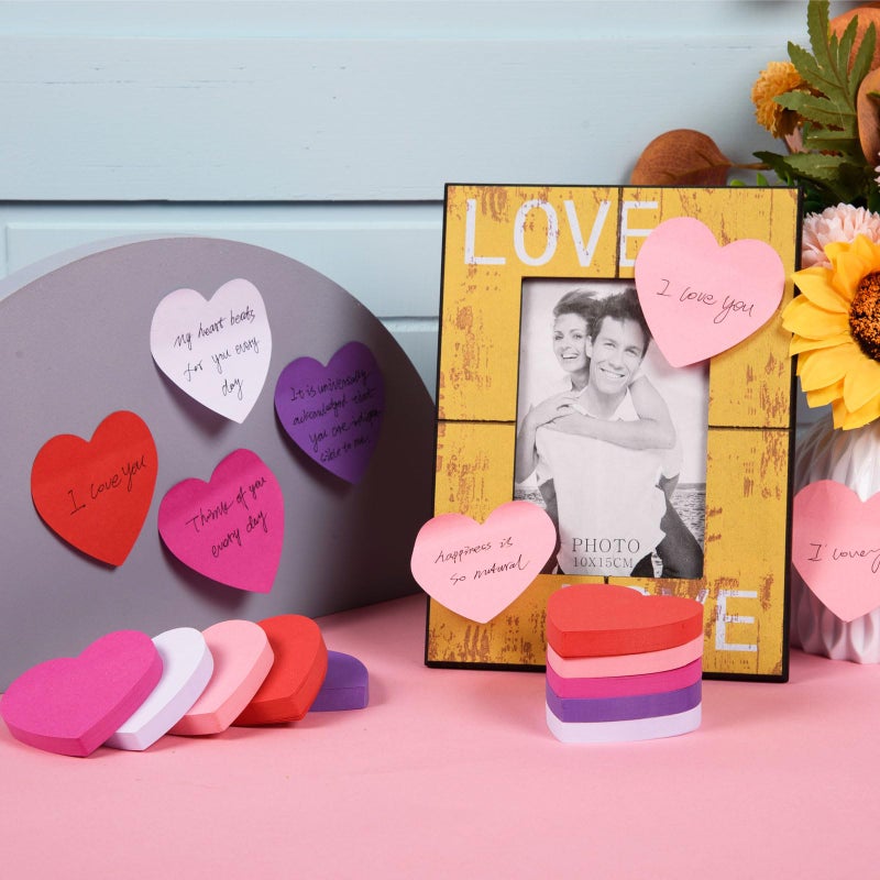 FOBSME 1500 Sheets Heart Shaped Sticky Notes 3x3 Inch Assorted Color Sticky Notes Cute Sticky Memo Pads Self Stick Note Pads for Office School Business Valentine Supplies, Removable and Easy to Post - Image 4