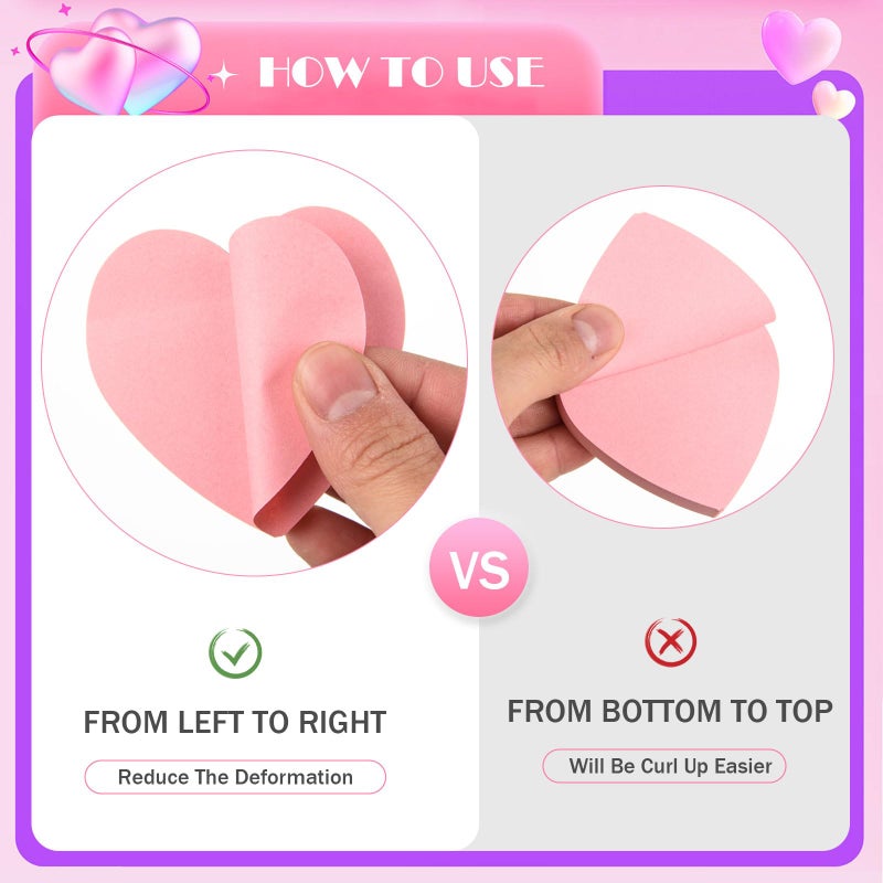 FOBSME 1500 Sheets Heart Shaped Sticky Notes 3x3 Inch Assorted Color Sticky Notes Cute Sticky Memo Pads Self Stick Note Pads for Office School Business Valentine Supplies, Removable and Easy to Post - Image 3