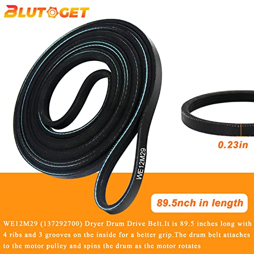 Blutoget WE12M29 WE03X29897 WE12X21574 Dryer Drum Drive Belt by Blutoget Replace WE12M22 137292700 WE120122 AP4565702 134163500 - Fit for GE Hotpoint Dryers Gtd33eask0ww Gtd42easj2ww (89-1/2 Inches Length) - Image 4
