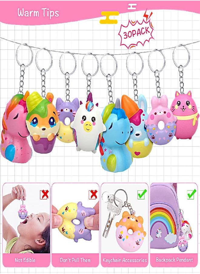 POKONBOY - POKONBOY 30 Pack Kawaii Squishies Squishy Toys, Animals Squishies Cute Unicorn Donuts Slow Rising Creamy Scent Stress Relief Squishies Pack Party Favors Decorative with Key Chain - Image 1