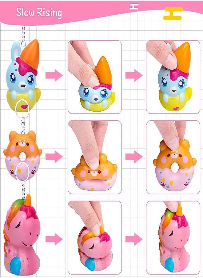 POKONBOY - POKONBOY 30 Pack Kawaii Squishies Squishy Toys, Animals Squishies Cute Unicorn Donuts Slow Rising Creamy Scent Stress Relief Squishies Pack Party Favors Decorative with Key Chain - Image 1