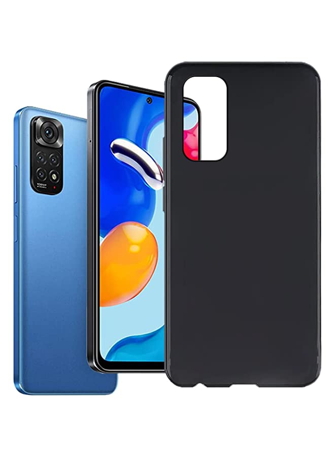 حافظة لهاتف شاومي ريدمي نوت 11 / نوت 11s غطاء أسود نحيف يناسب حافظة خلفية TPU ناعمة غطاء سيليكون مرن أسود غير لامع لهاتف شاومي ريدمي نوت 11 4G / نوت 11s 4G