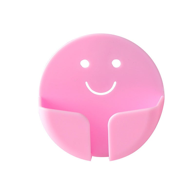 Smiley plug hook punch-free plug holder data cable charger power plug socket hook plug Pink